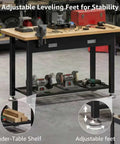 Beast Heavy Duty Work Bench With Drawer and Storage, 2000 Lbs Steel Frame, Wood Top, Garage Setup, Adjustable Feet