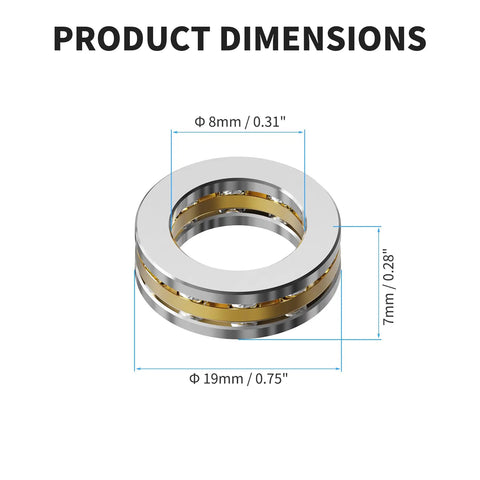 Six Pack F8-19M Thrust Ball Bearings 8mm Bore 19mm OD 7mm Width With Washers High Precision Single Direction Axial Bearings