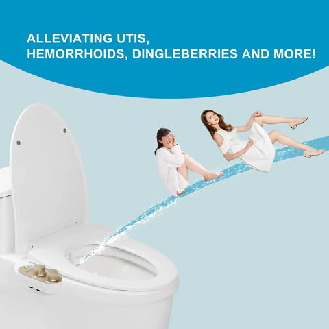 Ultra Slim Toilet Bidet Attachment With Warm Water And Cold Water Non Electric Front And Rear Wash Retractable Nozzle Spray