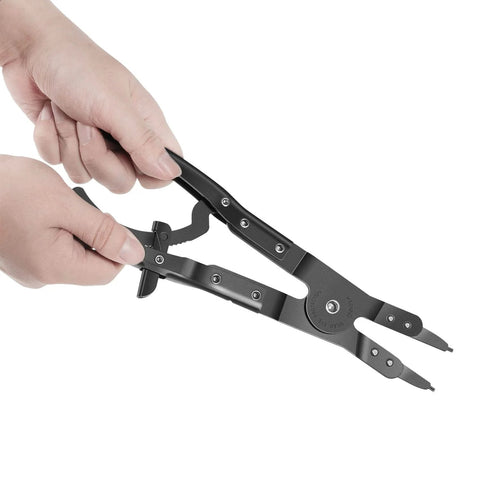 Hand holding Upgraded Spindle Snap Ring Pliers For Ford Super Duty 2007 And Newer Heavy Duty Internal External Snap Ring Tools