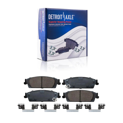 Rear Brake Kit With Drilled And Slotted Rotors And Ceramic Pads For Silverado 1500 Sierra 1500 Suburban Tahoe Yukon Escalade ESV GMC Yukon XL 4 Wheel Disc Brake Replacement packaging and ceramic pads set.