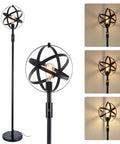 Globe Industrial Floor Lamp With Dimmable On Off Switch, Rustic Spherical Standing Light For Office, Living Room, Reading And Bedroom