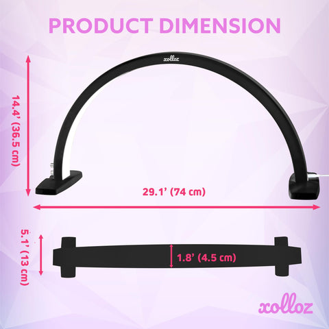 Half Moon LED Nail Lamp With 1600 Lumen Desk Light dimensions showing 29.1-inch width and 14.4-inch height