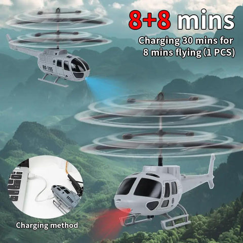 Two Pack RC Attack Helicopters For Kids And Teens, Army Style Copters With Realistic Sounds And Lights, flying outdoors