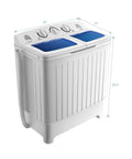 Badass Portable Washing Machine With Twin Tub Setup And Heavy Duty Spin Dryer Compact Laundry Center For Apartments Rv Dorms Goes Hard On Mess Total Game Changer For Small Spaces, top view of white twin tub washer with controls.