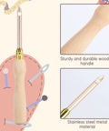 13 Piece Punch Needle Kit With Wooden Handle Adjustable Punch Needle Embroidery Tools Threaders Scissors And Stainless Pipe Handle