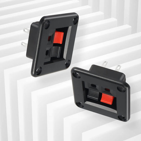 Speaker Terminal Block 2 Position PCB Mount Connector Clamp Set 6 Pack For Amplifier Projects, durable plastic housing view