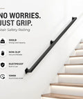 Five Hundred Pound Legit Heavy Duty Stair Handrail Wall Mounted Rock Solid Reinforced Steel Zero Play Banister Safe Grip For Seniors And Kids Built Tough Home Upgrade on staircase with wall mount.
