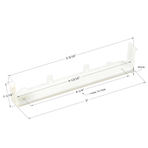 Two Pairs Plastic False Front Cabinet Clips For Attaching False Drawer Fronts To 3/4 Inch Face Frames And 5 Inch Drawer Openings Includes Screws Model R3307, showing clip dimensions.