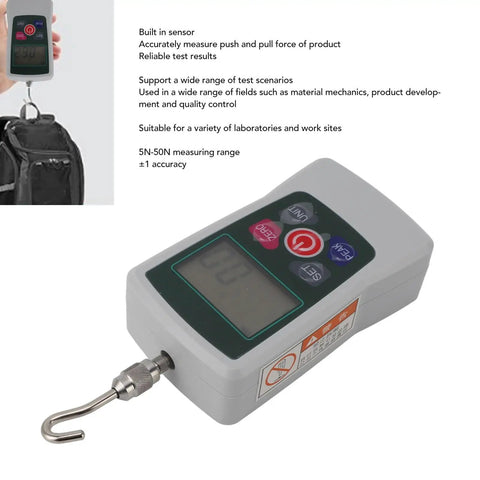 Mini 100N Push Pull Force Tester With Built In Sensor, Beast Portable Handheld Gauge For Material Mechanics Testing And Product Development, Versatile 10N To 100N Range, Precise Readouts, Easy Setup And Included Accessories, handheld with hook