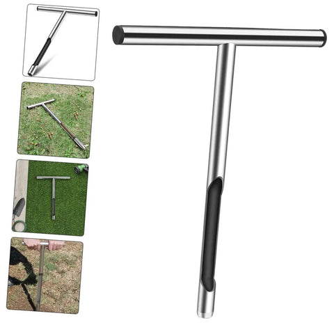 Pro Grade Durable Stainless Steel Soil Probe Sampler for garden testing and sampling, shown with detailed use examples