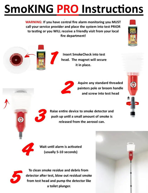 Smoke Detector Tester Pro With Long Reach Pole For Fire Alarms, Non Conductive PVC Construction, Drop Ceiling Friendly, Enclosed Test Cup With Smoke, Beefed Up Redesign And Durable Build, Best Seller Since 2018