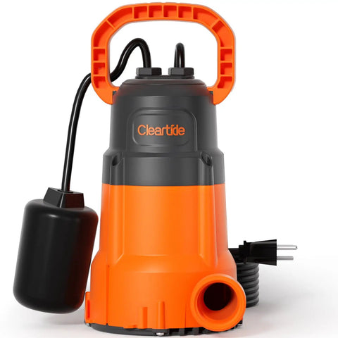 Beefy Submersible Sump Pump With Tethered Float Switch One Quarter Horsepower Utility Water Pump Copper Motor Electric Drain