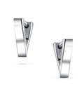 Geometric Triangle V Shape Flat Huggie Earrings Unisex Stainless Steel Silver Tone For Women And Men Modern Edge With Punk Rock Flair Everyday Wear Style