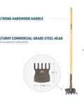 Heavy Duty Steel Rake Hoe With Wood Handle And Five Wide Tines For Quick Cultivation, Gardening, Fire Prevention, Trail Building, 55 Inch Reach