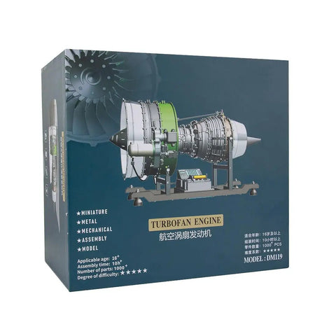 Box of DIY Turbofan Engine Kit One Eighth Scale Dual Rotor Axial Jet Model With Realistic Metal Components For Adults