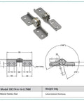 Front view of XK574-6-16-0.7Nm stainless steel constant-torque door hinge with mounting plates
