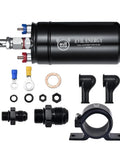 External Inline Fuel Pump 12V High Flow 300 LPH With 60mm Bracket Clamp Black For EFI Systems Beefed Up 75 PSI Output