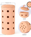 Worm Composting Bin For Garden Use Ceramic Outdoor Bin With Holes And Lid 10 By 4.13 By 4.13 Inches Easy Backyard Recycling