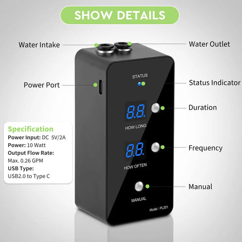 Control unit of Reptile Humidifier Misting System For Terrariums Must Have Automatic Operation With Adjustable Spray Nozzles.