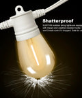 White Outdoor String Lights 96 Feet With 32 Shatterproof LED Bulbs Durable 18 Gauge Copper Wire Patio Garden Lights