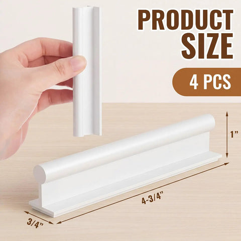 White Four Pack Self Adhesive Edge Finger Pull Door Handles Four and Three Quarter Inch for Cabinets Closets sliding doors