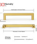 40 Pack 6 And A Quarter Inch Brushed Brass Cabinet Handles For Kitchen Cabinets And Bathroom Vanities, Stainless Steel Modern Gold Pulls, dimensions diagram