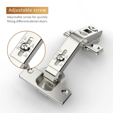 Adjustable screw detail of Two Pack 135 Degree Lazy Susan Cabinet Hinges Concealed Full Overlay for Corner Cabinets and Folded Doors Includes Screws Durable Steel Hardware for DIY Projects and Renovations.