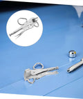 Heavy Duty Adjustable Locking Steel Plate Clamp Pliers For Auto Body Repair And Welding on blue metal surface with tools