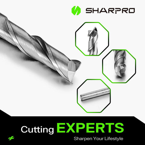 SHARPRO 1/8-in 2-flute carbide end mills set; AlCrN coated, upcut spiral CNC router bits