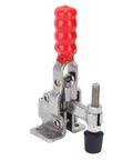 Heavy-Duty Stainless Steel Horizontal Toggle Clamp With 220.5 Pounds Holding Capacity, Quick Clamp For Metalworking, Welding, Molds, Circuit Boards, Electronic Equipment Installations And Workshop Projects; red handle