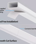 Close-up of Large PVC Cable Cover Kit with pre-applied adhesive for wall-mounted TV cords, showing seamless connection and smooth-cut surface.