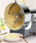 Electric Grain Mill With Stainless Steel Grinder, Heavy Duty Grain Crusher filled with grain powder, showing blade