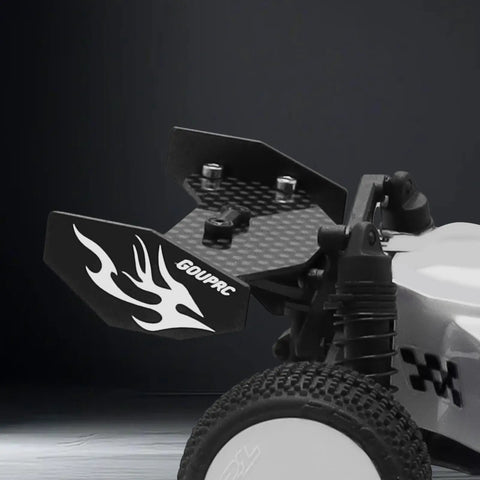 Close-up of RC Rear Wing Carbon Fiber And Plastic Kit for Losi Micro B 1 24 RC buggy showing black dual-material design.