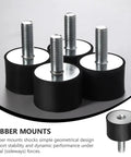 6 Pcs Rubber Isolator Shock Mounts For Fitness Equipment And Compressors Heavy Duty Black Damping Elements That Cut Vibration And Improve Stability For Gym Gear AC Units Pumps Engines And More, 4 black rubber mounts