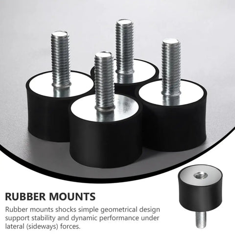 6 Pcs Rubber Isolator Shock Mounts For Fitness Equipment And Compressors Heavy Duty Black Damping Elements That Cut Vibration And Improve Stability For Gym Gear AC Units Pumps Engines And More, 4 black rubber mounts