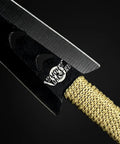 Close-up of a Six Piece Tactical Combat Kunai Throwing Knife Set With Sheath Case, showing blade detail and woven handle.