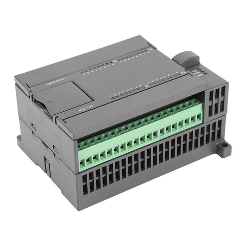 Rugged 32 Bit PLC Controller with 16 Digital Inputs and 16 Transistor Outputs, 4 Channel 100K Pulse, 24V DC, industrial-grade control unit.