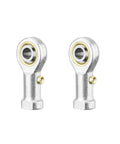 Rod End Bearing With One Half Inch Bore And One Half Twenty Right Hand Female Thread, Pre Lubricated Heim Joint, Forged 45 Steel Body, Hardened Bearing Steel Ball, Nine Degree Angular Misalignment, Heavy Duty Two Pack, two silver rod ends