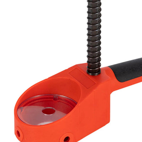 Detail of the fixed handle on the Heavy Duty Drill Press Stand with telescopic spring for precise control.