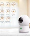2K Indoor Security Camera With 360 Degree View, Baby Monitor And Pet Camera, One Touch Talk, Smart Motion Tracking, IR Night Vision