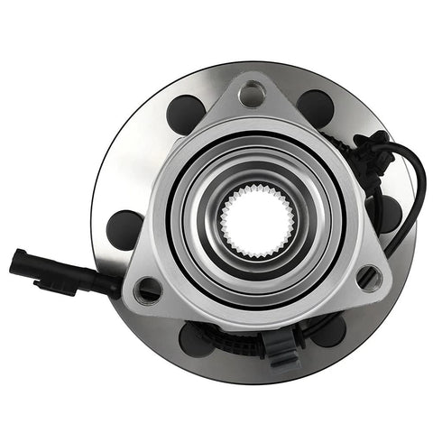 Top view of Pair Front Wheel Hub Bearings 515096 For Cadillac Escalade 2007-2014 ESV 4WD 4x4 With ABS, showing hub and electrical connector.