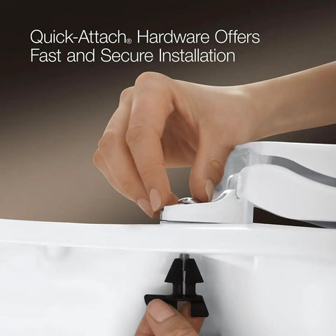 Brevia Slow Close Elongated Toilet Seat With Grip Tight Bumpers And Quick Attach Hardware Biscuit Color in installation process