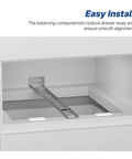 14 Inch Center Mount Drawer Slides 4 Pcs Heavy Duty Hidden Cabinet Rails Smooth Gliding Undermount Tracks installed in drawer.