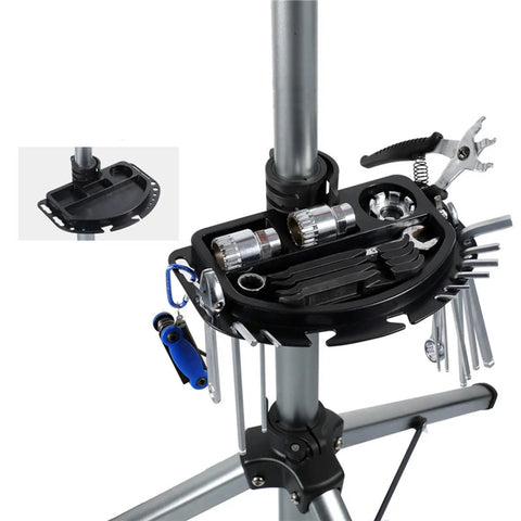 Bike Repair Tray Tool Holder For Bike Repair Stands, Keeps Tools Organized And Within Easy Reach on a stand with tools included