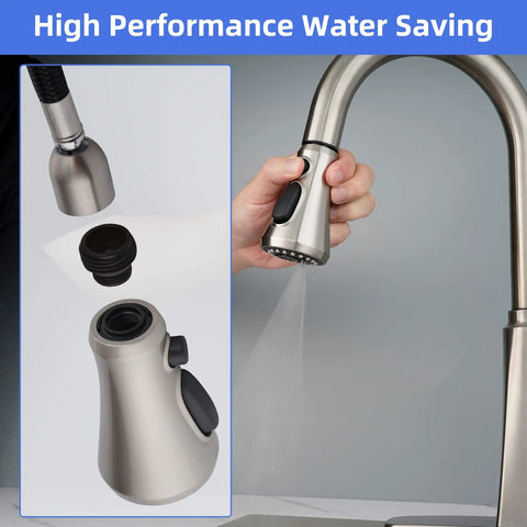 Universal Pull Down Kitchen Faucet Head Replacement With 3 Functions Anti Splash Design shown in use