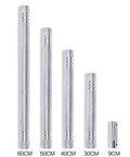 Set of steel connectors in multiple sizes for converting dumbbells into a barbell, slip-proof grip, for home workouts and strength training.