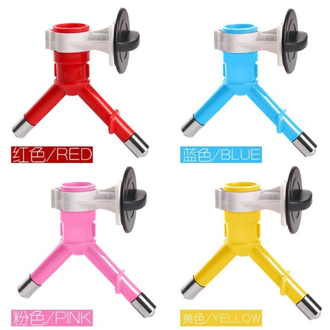 Zero Drama Pet Water Dispenser With Automatic Dog Kettle And Cat Bottle Stainless Steel Nozzle in red, blue, pink, yellow colors.