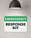 Emergency Response Kit First Aid Sign 8x12 Inches Rust Free Aluminum Weatherproof Wall Mount Safety Warning