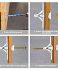 Step-by-step installation of Heavy Duty Drywall Anchors Kit 400Pcs Nylon And ABS Wall Plugs with Butterfly Expansion.